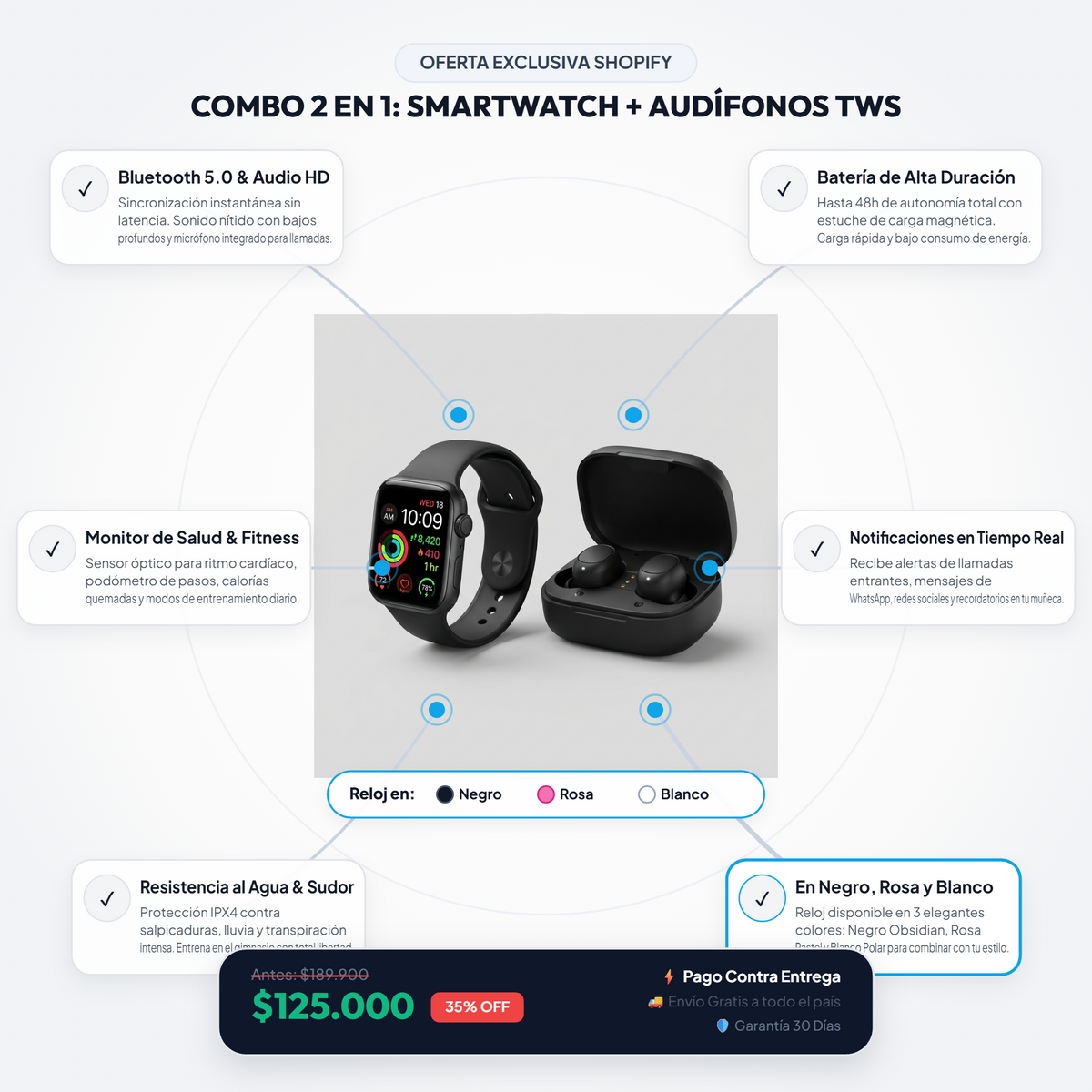 Combo Auricular+Reloj D20